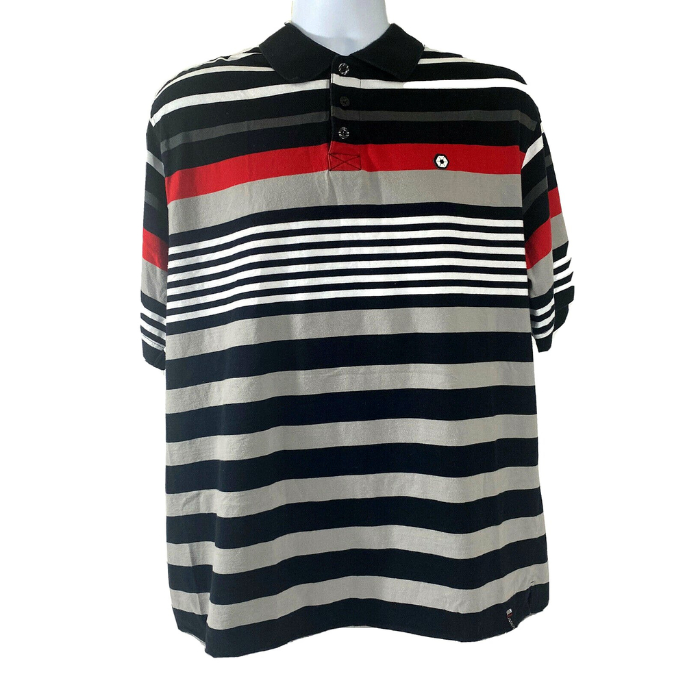 Men's Southpole Authentic Collection Multi-Color Striped Polo Shirt-Size Large